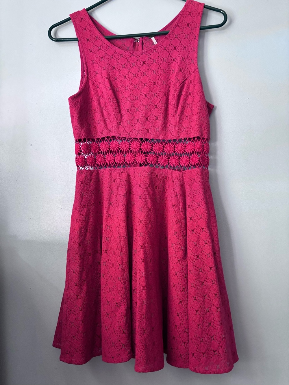 Free People Skater Dress With Intricate Daisy Crochet Cutout Along Waist